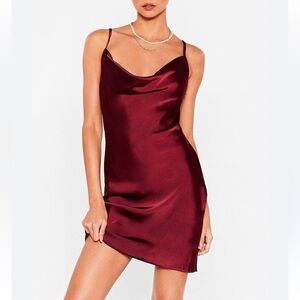 Nasty Gal Deep Red Satin Dress